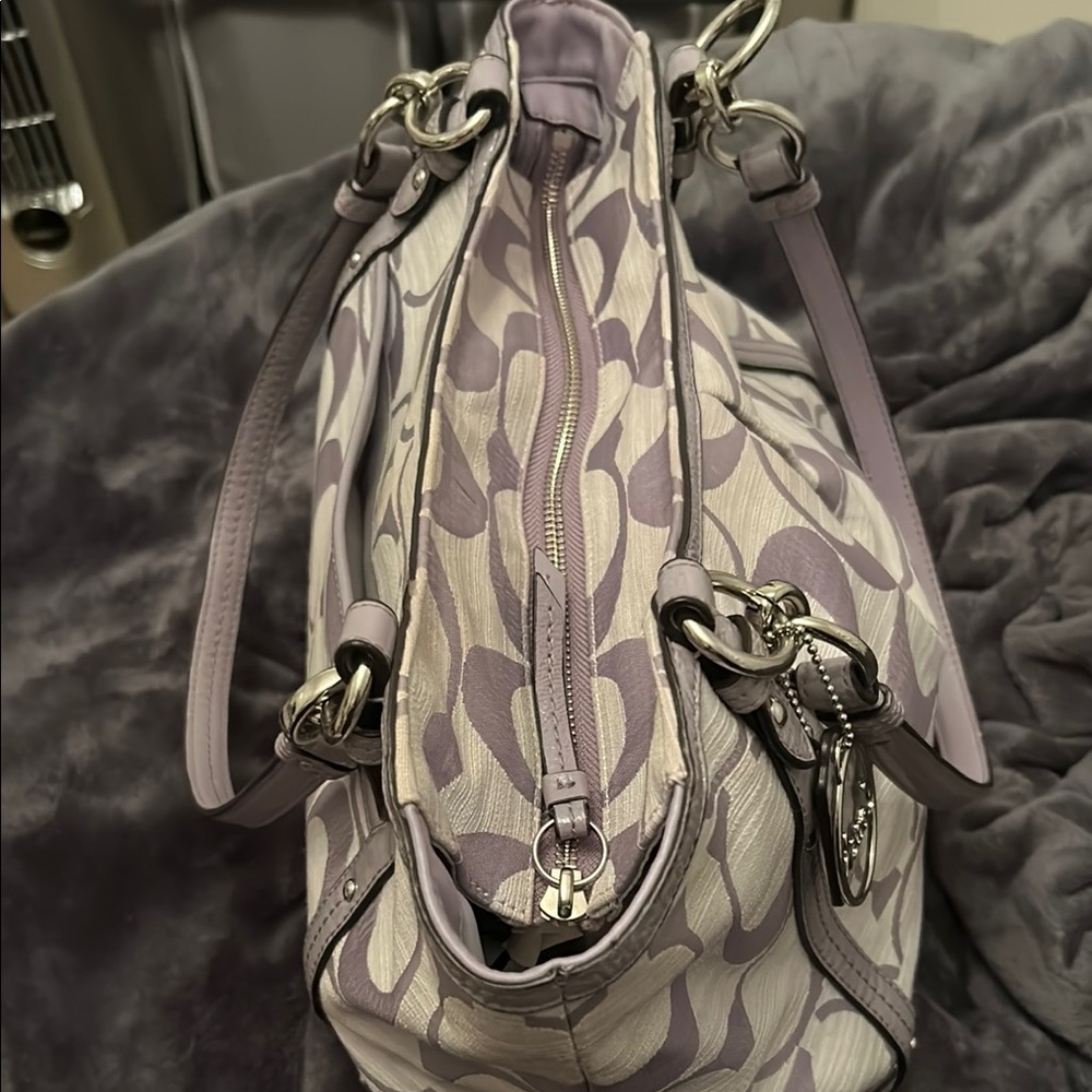Coach Canvas Alexandra Lavender and Gray Signature Tote - Picture 9 of 14